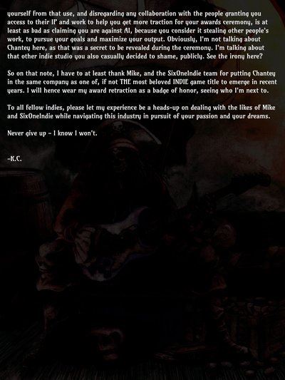 Театр лицемерия и абсурда: Организаторы Indie Game Awards отобрали награду у игры&nbsp;Chantey